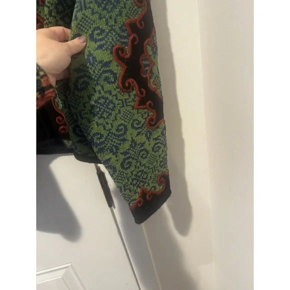 Vintage Vrikke Wool Nordic Knit Jacket Cardigan Women's S Green Sz S Folk Style - Picture 8 of 14